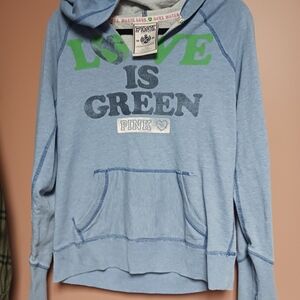 PINK Victoria's Secret Light Blue and Green Hoodie